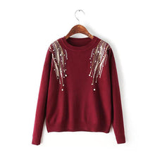 2017 Female Sweater New Autumn Winter Plus Size KnittedO-neck Pullovers Full Sleeve Hot Sale Sequined Bling Outwear 72061