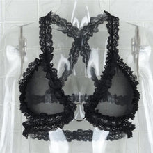 2017 High Quality Black Crossing Sheer Lace Crop Top Women Triangle Bralette Crop Top Lingerie Crochet Cropped haut femme #1202