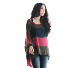 2017 Hot Fashion Blouses Womens Loose Batwing Sleeve Boho Chiffon Shirts Ladies Tops Casual Stripe Blouse camisas femininas #82