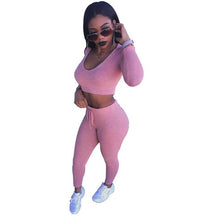 2017 Hot New Women Fashion Split 2 Piece Set T shirt + Pants Casual Bodycon tracksuit Women Fintess Sportswear two piece set #23