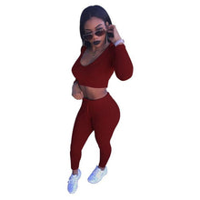 2017 Hot New Women Fashion Split 2 Piece Set T shirt + Pants Casual Bodycon tracksuit Women Fintess Sportswear two piece set #23