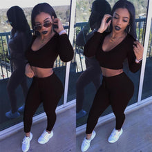 2017 Hot New Women Fashion Split 2 Piece Set T shirt + Pants Casual Bodycon tracksuit Women Fintess Sportswear two piece set #23