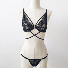 2017 Hot Sale Bra Cropped Women Lingerie Corset Lace Bandage Unpadded Push Up Bustier Crop Top Bra+Pants Underwear Set Women #23