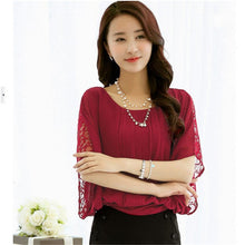 2017 Hot Sale New 4XL Women 3/4 Blouse O-neck Batwing Sleeve Tee Shirt Casual Lace Blouses Fashion Plus Size Blusas 70632