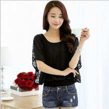 2017 Hot Sale New 4XL Women 3/4 Blouse O-neck Batwing Sleeve Tee Shirt Casual Lace Blouses Fashion Plus Size Blusas 70632