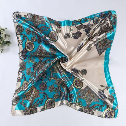 2017 Hot Sale Satin Square Scarf For Women Floral Printed Scarves For Ladies Women Polyester Scarves 90*90cm 5 Colors #1201