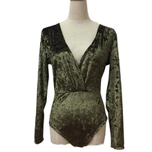 2017 Hot Sale Womens Bodysuit Deep V Neck Shiny Velvet Jumpsuit Ladies Party Sexy Rompers combinaison femme &03