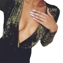 2017 Hot Sale Womens Bodysuit Deep V Neck Shiny Velvet Jumpsuit Ladies Party Sexy Rompers combinaison femme &03