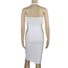 2017 Hot Sexy Halter White Dress Women Sexy Slim Bodycon Splite Dresses V Neck Sleeveless Club Party Midi Dress Vestidos #1214