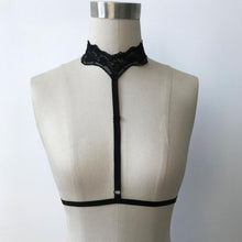 2017 Hot Sexy Womens Goth sexy Strapy Bra Garter Belt Erotic Chest Lace Body Bridal Bandage Lingerie Crop Top Black White #23