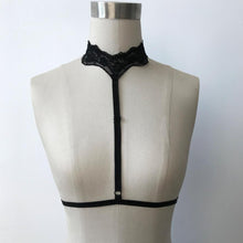 2017 Hot Sexy Womens Goth sexy Strapy Bra Garter Belt Erotic Chest Lace Body Bridal Bandage Lingerie Crop Top Black White #23