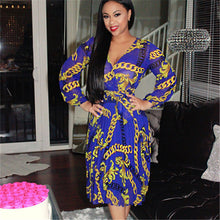 2017 Hot sale Print Vestidos sexy Plus Size Beach Casual Dress Lantern Full Sleeve V-Neck Women Dresses 72556