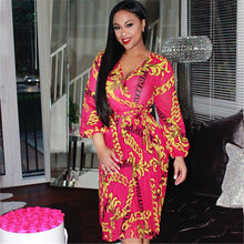 2017 Hot sale Print Vestidos sexy Plus Size Beach Casual Dress Lantern Full Sleeve V-Neck Women Dresses 72556