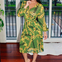 2017 Hot sale Print Vestidos sexy Plus Size Beach Casual Dress Lantern Full Sleeve V-Neck Women Dresses 72556