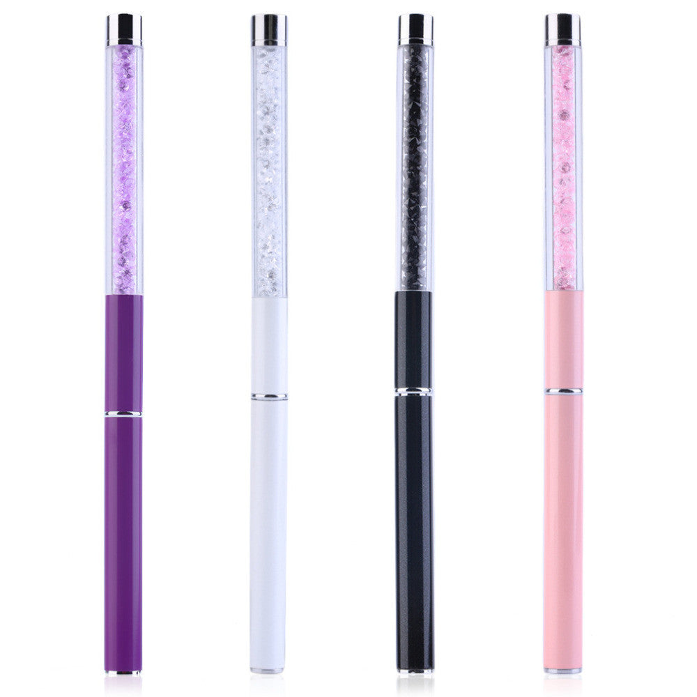 2017 Hot sale women 1PCS Nail Art Care Makeup tools Cosmetics Gel Pen Brush Handle The Crystal Nail art decorations Maquiagem