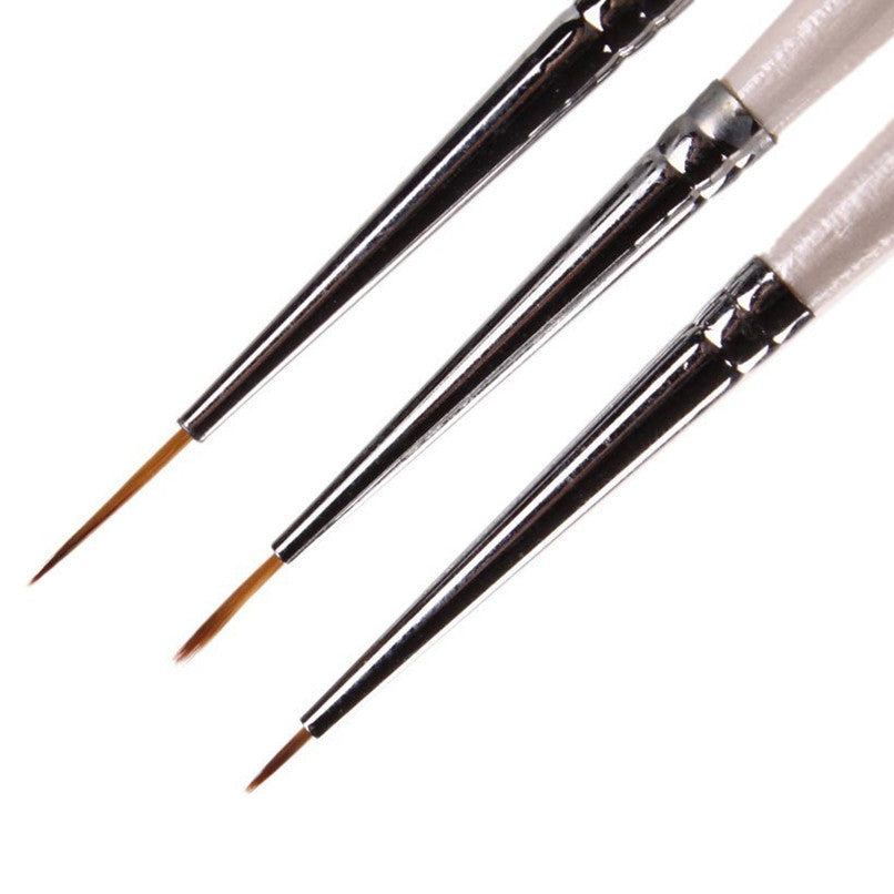 2017 Hot sale women 3PCS Professional Nail art Drawing Painting Pen Makeup brushes Detailer Liner Pincel maquiagem Pink