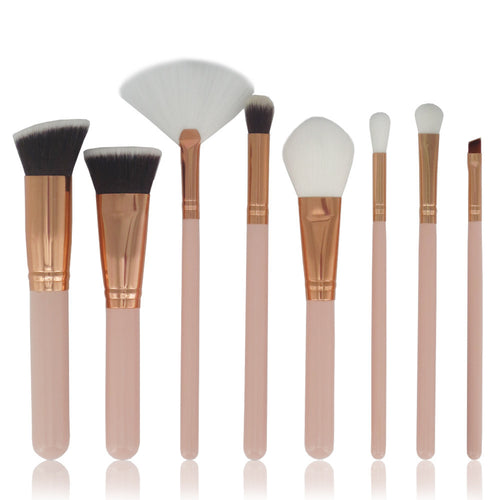 2017 Hot sale women 8PCS Cosmetics Makeup brushes set Blusher Eye Shadow Lip Powder Foundation brush Pinceis de maquiagem Gold