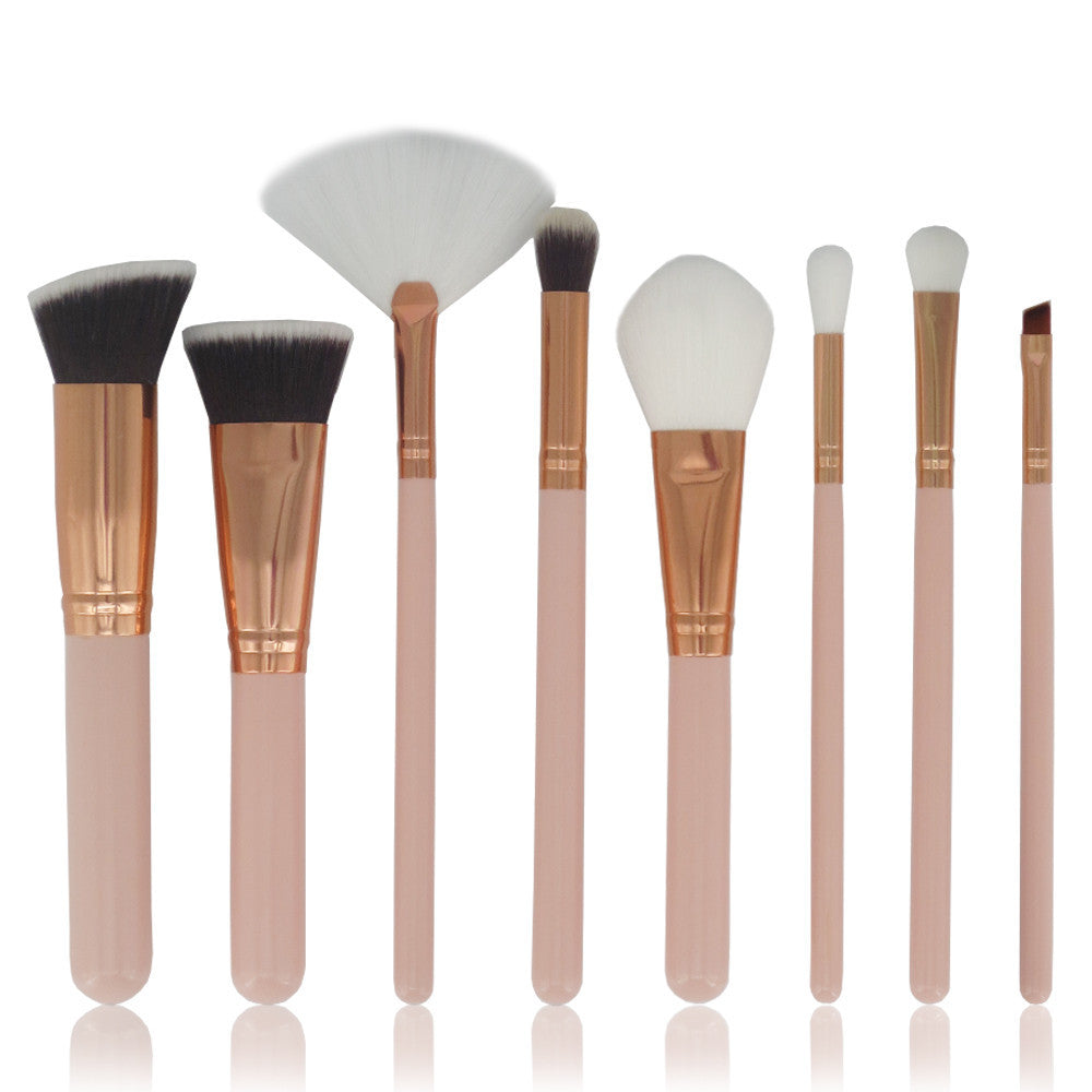 2017 Hot sale women 8PCS Cosmetics Makeup brushes set Blusher Eye Shadow Lip Powder Foundation brush Pinceis de maquiagem Gold