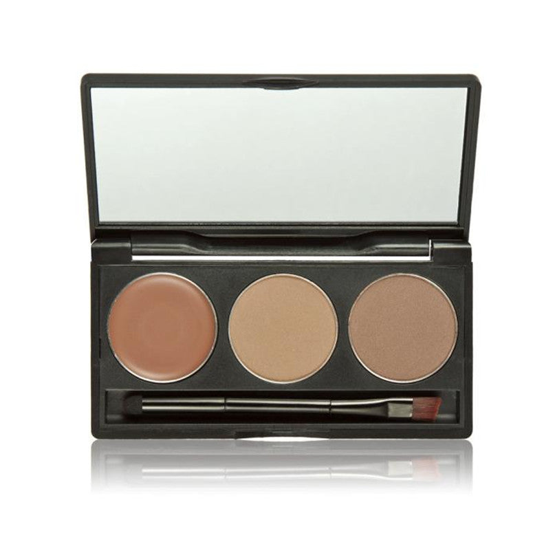 2017 Hot sale women Make up Cosmetics 3 Colors Eyebrow Powder Concealer Palette With Mirror Eyebrow brush Professional Maquiagem