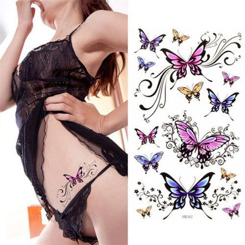 2017 Hot sex products Toopoot's vestidos 2017 Beautiful Cute Butterfly Tattoo Stickers Temporary Waterproof Tattoo #AP5