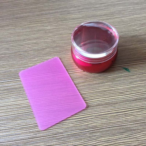 2017 Jelly Nail Art Stamp Silicone Red Metal Handle Stamper Scraper With Cap + DIY Printing Tools Manicure Kit
