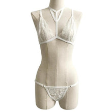 2017 Lace Sexy Women Lingerie Corset Backless Bandage Push Up Crop Top +Pants Set Women haut femme Black White #23