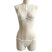 2017 Lace Sexy Women Lingerie Corset Backless Bandage Push Up Crop Top +Pants Set Women haut femme Black White #23