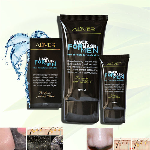 2017 Men Black Mask Blackhead Remover Deep Cleansing Purifying Peel Off Remove Black head Black Mud Cleansing Suction Face Mask