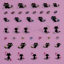 2017 Nail Art Stickers Decals Nail Bling Decoration Cat Butterfly Design Nail Sticker Black