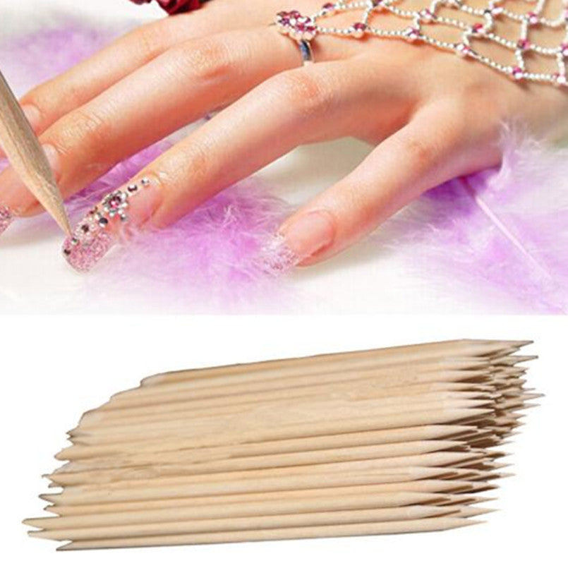 2017 Nail Brush 100PCS Nail Art Orange Wood Stick Cuticle Pusher Remover Pedicure Manicure Makeup tools Nail art decorations