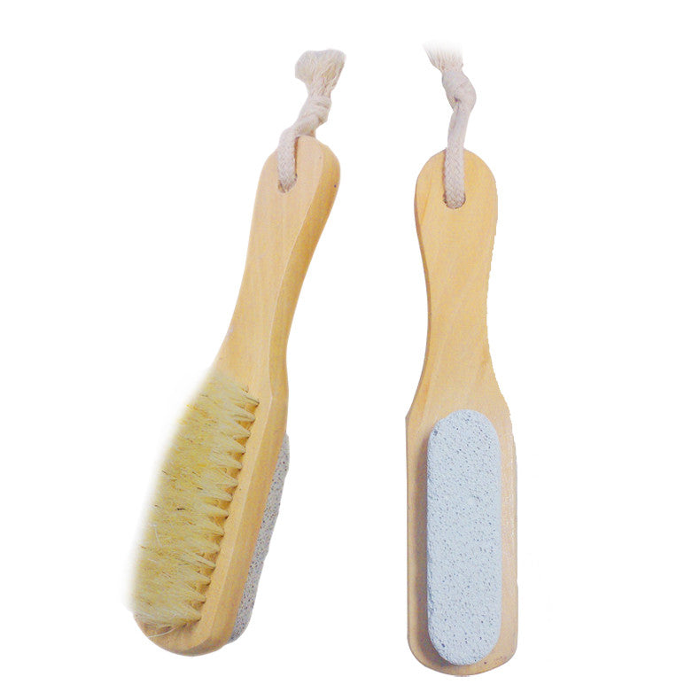 2017 Natural Handle Bristle Pumice Stone Rub Feet Foot Exfoliating Dead Skin Remover Spa Massager Wooden Brush 88