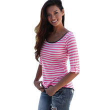 2017 New Arrival Long Sleeve t-shirts Casual loose Striped Bowknot T Shirt Summer tops for women #43