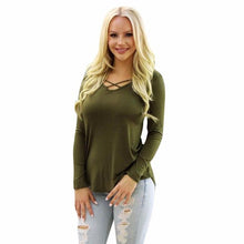 2017 New Arrival Women Casual Basic T-Shirt Long Sleeve Crossing O Neck Women Tops Solid Tee Shirt Camisetas Feminina #1207