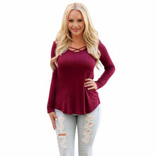 2017 New Arrival Women Casual Basic T-Shirt Long Sleeve Crossing O Neck Women Tops Solid Tee Shirt Camisetas Feminina #1207
