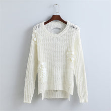 2017 New Autumn Winter Female Sweater Plus Size Knitted Full Sleeve O-neck Pullovers Hot Sale Hole Sequined Bling Outwear 72056