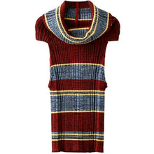 2017 New Autumn Winter Female Sweater Plus Size Knitted Sleeveless Turtle-neck Pullovers Striped Outwear 72084