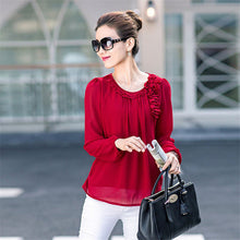2017 New Blusas Femininas Spring Casual Women Ruffles Blouses Long Sleeve Elegant Women Tops OL Shirts with flower 72377