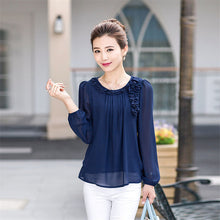 2017 New Blusas Femininas Spring Casual Women Ruffles Blouses Long Sleeve Elegant Women Tops OL Shirts with flower 72377