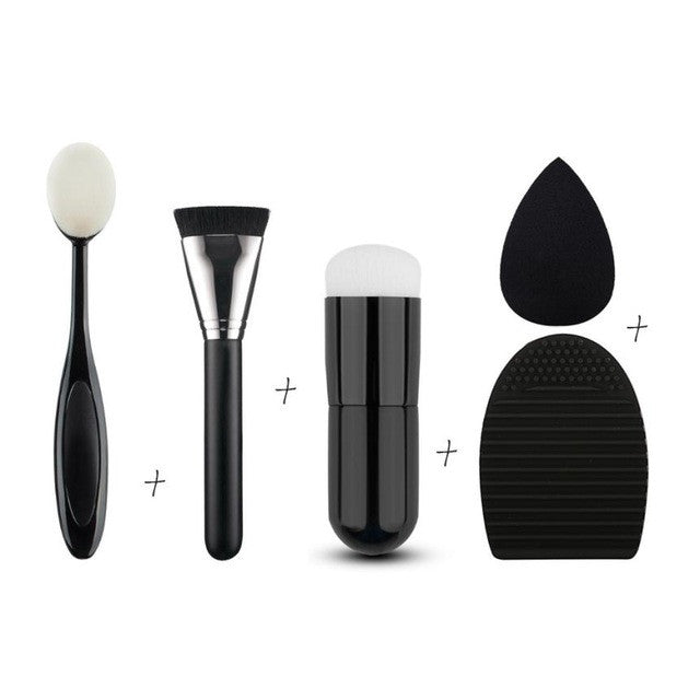 2017 New Designed Toothbrush Brush Fan Brush Foundation Brush Wash Egg Powder Puff Set Combination pinceis para maquiagem Anne