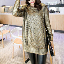 2017 New Fashion Female Bling Pullovers Knitted Long Sleeve O-neck Winter Autumn Sequin Sweaters Hot Sale 72054