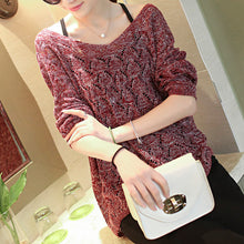 2017 New Fashion Female Pullovers Knitted Long Batwing Sleeve O-neck Winter Autumn Hollow Out Thin Sweaters Hot Sale 72145