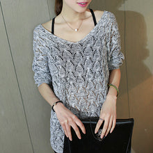 2017 New Fashion Female Pullovers Knitted Long Batwing Sleeve O-neck Winter Autumn Hollow Out Thin Sweaters Hot Sale 72145