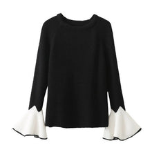 2017 New Fashion Female Pullovers Knitted Long Flare Sleeve O-neck Winter Autumn Sweaters Hot Sale 71986