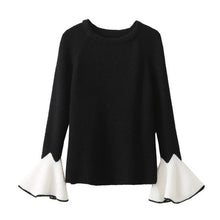 2017 New Fashion Female Pullovers Knitted Long Flare Sleeve O-neck Winter Autumn Sweaters Hot Sale 71986