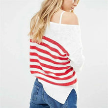 2017 New Fashion Female Pullovers Knitted Long Sleeve O-neck Flag Print Winter Autumn Sweaters Hot Sale 72156