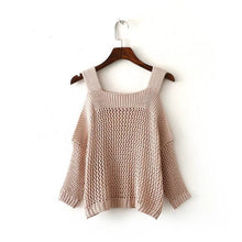 2017 New Fashion Female Pullovers Knitted Long Sleeve O-neck Off Shoulder Winter Autumn Sweaters With hole Hot Sale 71979