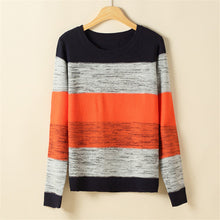 2017 New Fashion Female Pullovers Knitted Long Sleeve O-neck Winter Autumn Patchwork Sweaters Hot Sale 71808