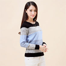 2017 New Fashion Female Pullovers Knitted Long Sleeve O-neck Winter Autumn Patchwork Sweaters Hot Sale 71808
