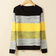 2017 New Fashion Female Pullovers Knitted Long Sleeve O-neck Winter Autumn Patchwork Sweaters Hot Sale 71808