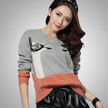 2017 New Fashion Female Pullovers Knitted Long Sleeve O-neck Winter Autumn Print Sweaters Hot Sale 72043